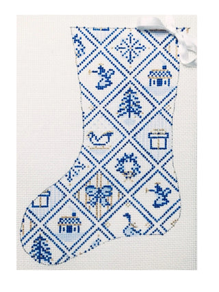Blue and White Mini Stocking