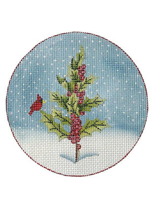 Cardinal in Holly Tree Ornament