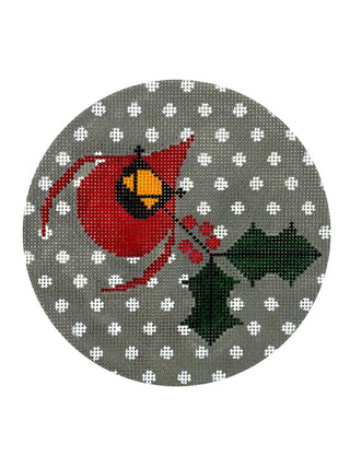 Cardinal with Holly Ornament