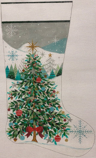 Christmas Tree with Red Bow Stocking