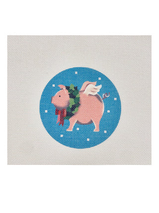 Flying Pig with Wreath Ornament