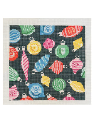 Ornaments on Navy Pillow