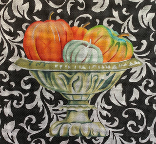Pumpkins in Pedestal Bowl