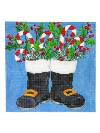 Santa Boots Candy Cane Pillow
