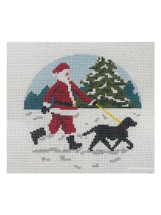 Santa Walking Black Lab Ornament