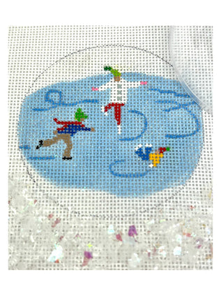 Skaters on Pond Snow Globe Ornament