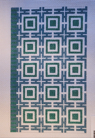 Square and Lattice Clutch Teal and Blue